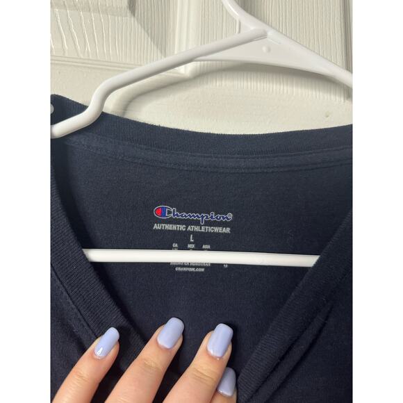 Champion Athletic Black Scrip Logo T-Shirt Sz: Large - Picture 2 of 3